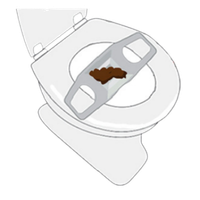 Stool sample deposited onto the at-home gut microbiome test collection device, sitting clear of toilet water.