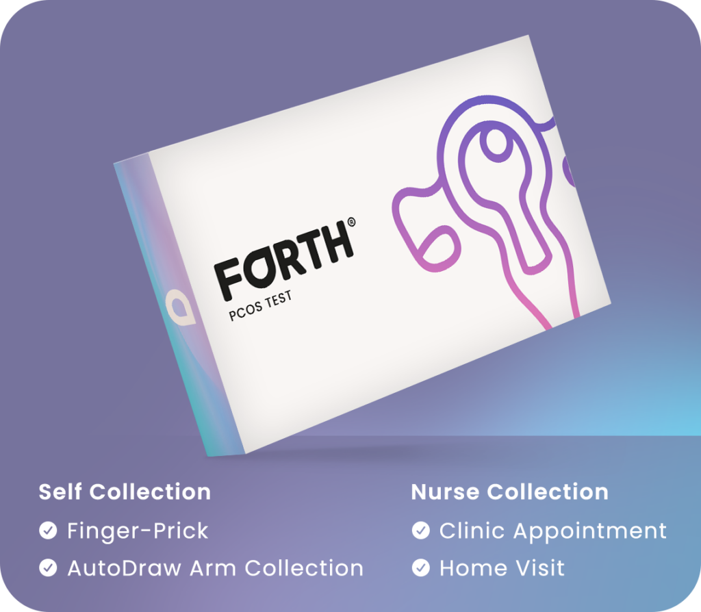 Forth PCOS Test home blood test kit box checking hormones linked to polycystic ovary syndrome