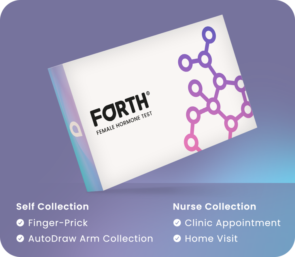 Forth AMH home blood test kit box for checking ovarian reserve and fertility