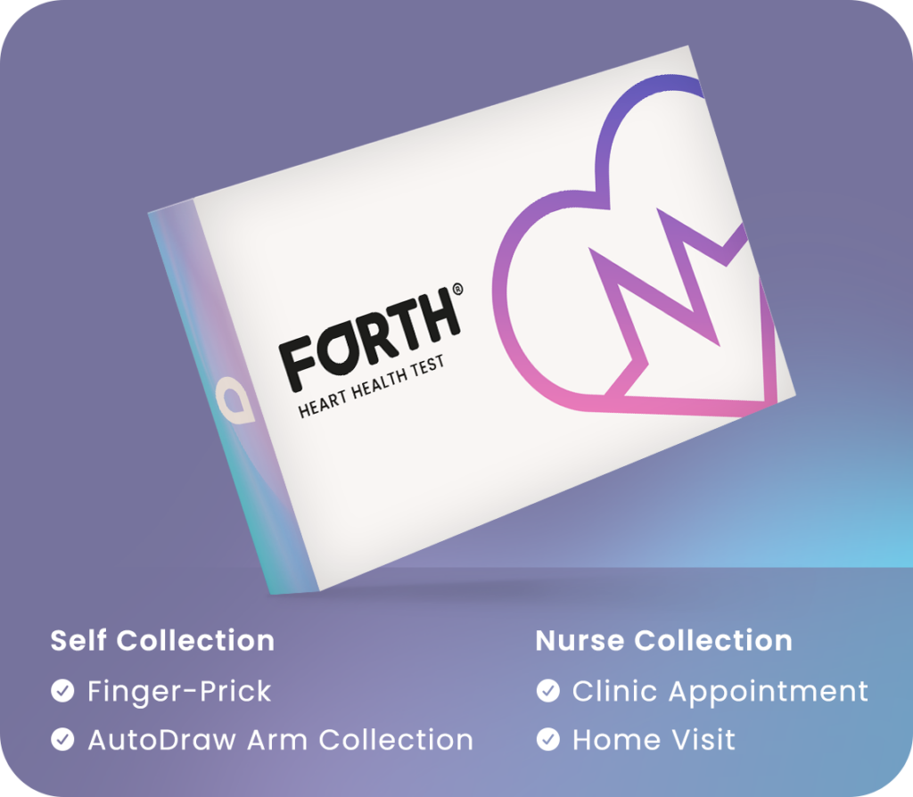 Forth Heart Health Test home blood test kit box checking cholesterol and key heart markers