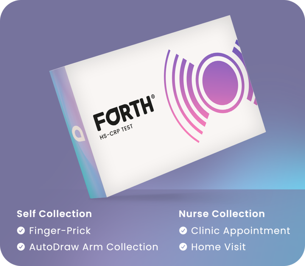 Forth hs-CRP home blood test kit box for checking inflammation levels in the body