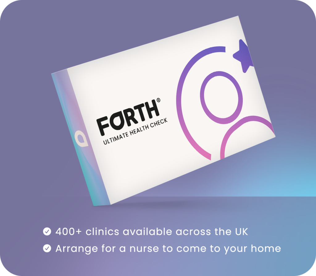 Forth Ultimate Health Check home blood test kit box, the most comprehensive test covering 47 biomarkers